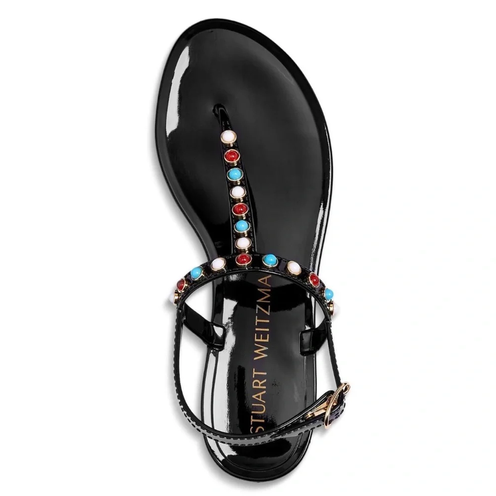 Stuart Weitzman Sawyer Sandals Jelly Thong Strappy Multicolor Charms Slingback - Picture 4 of 8